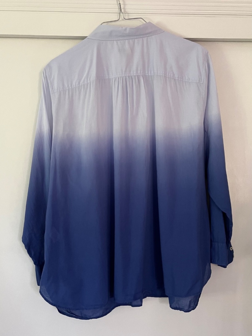 Talbots Woman 3X Blue Ombre Button Front Shirt 100% Cotton - Picture 2 of 7